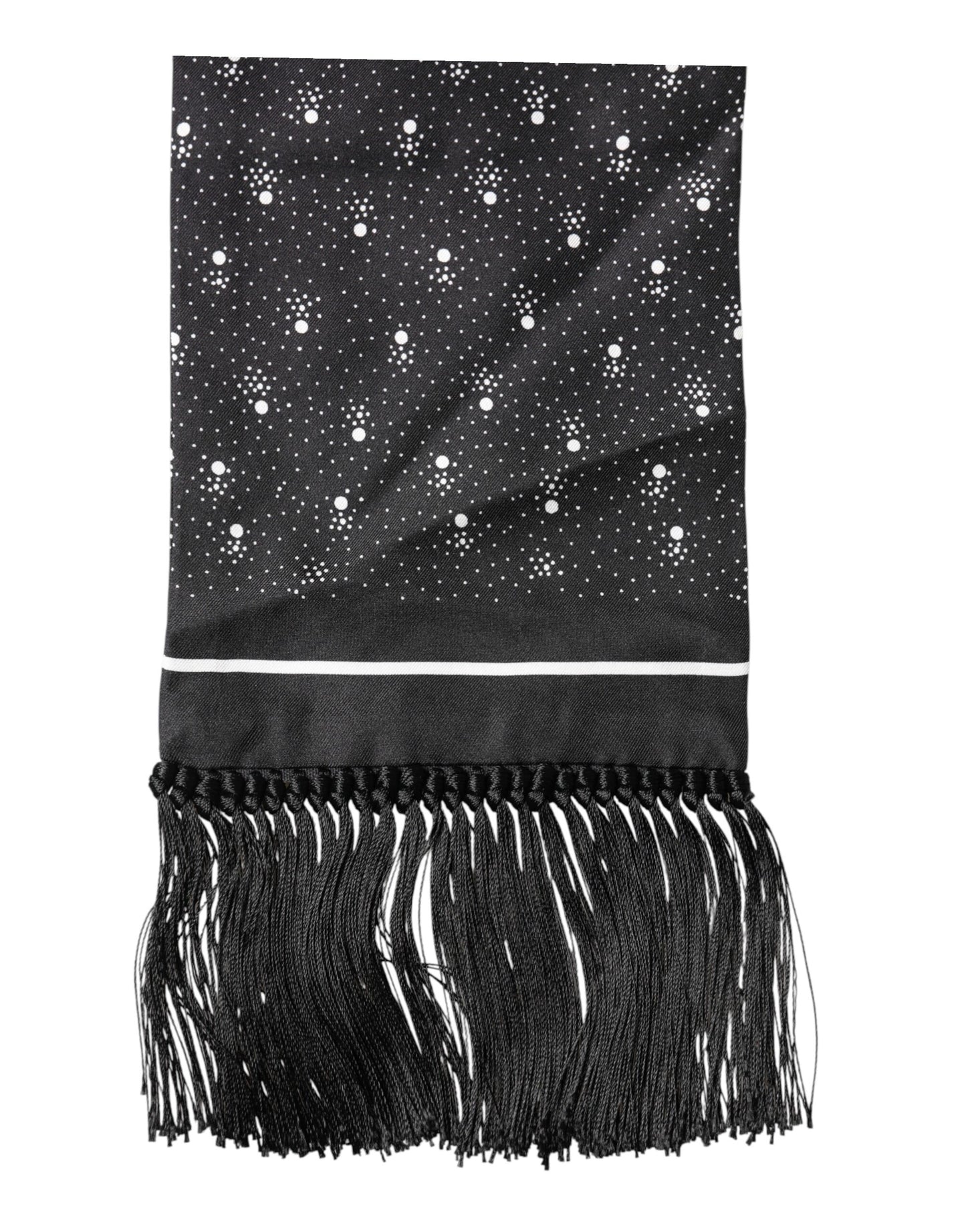 Black Silk Dotted Men Neck Wrap Shawl Scarf
