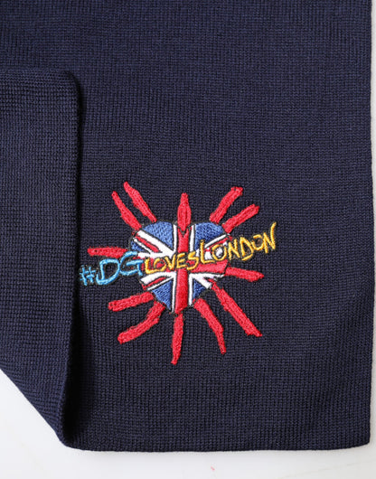 Blue Wool DG Loves London Neck Wrap Scarf
