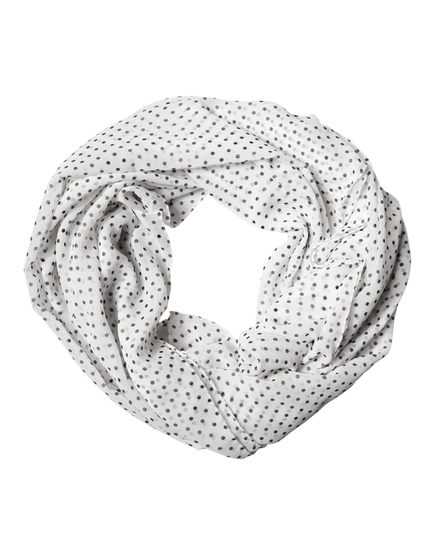 White Polka Dot Polyester Shawl Scarf
