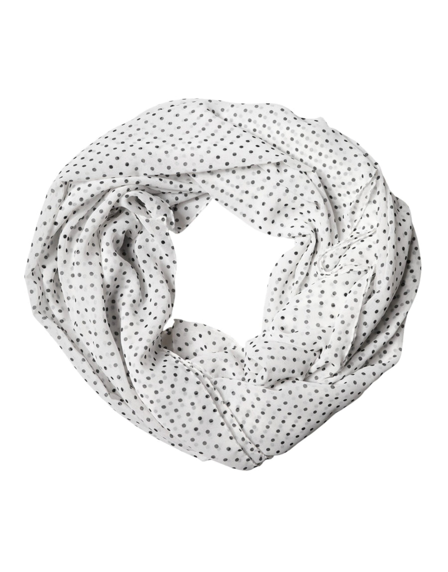 White Polka Dot Polyester Shawl Scarf