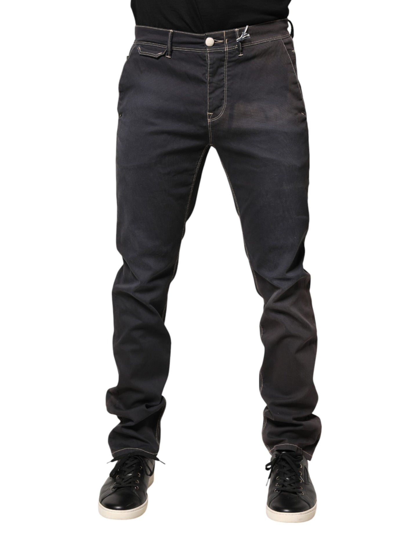 Dark Gray Mid Waist Skinny Fit Men Denim Trouser Jeans