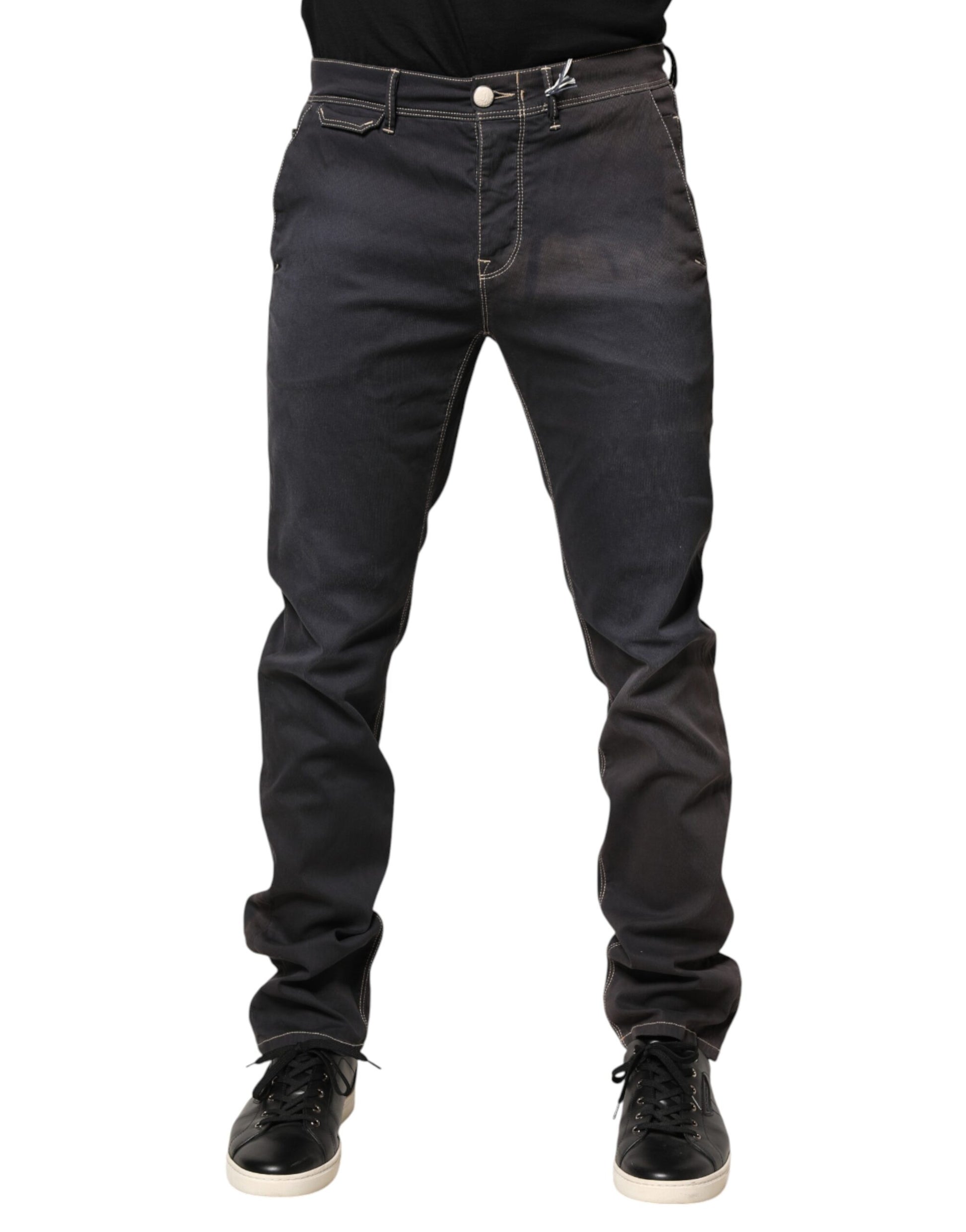 Dark Gray Mid Waist Skinny Fit Men Denim Trouser Jeans