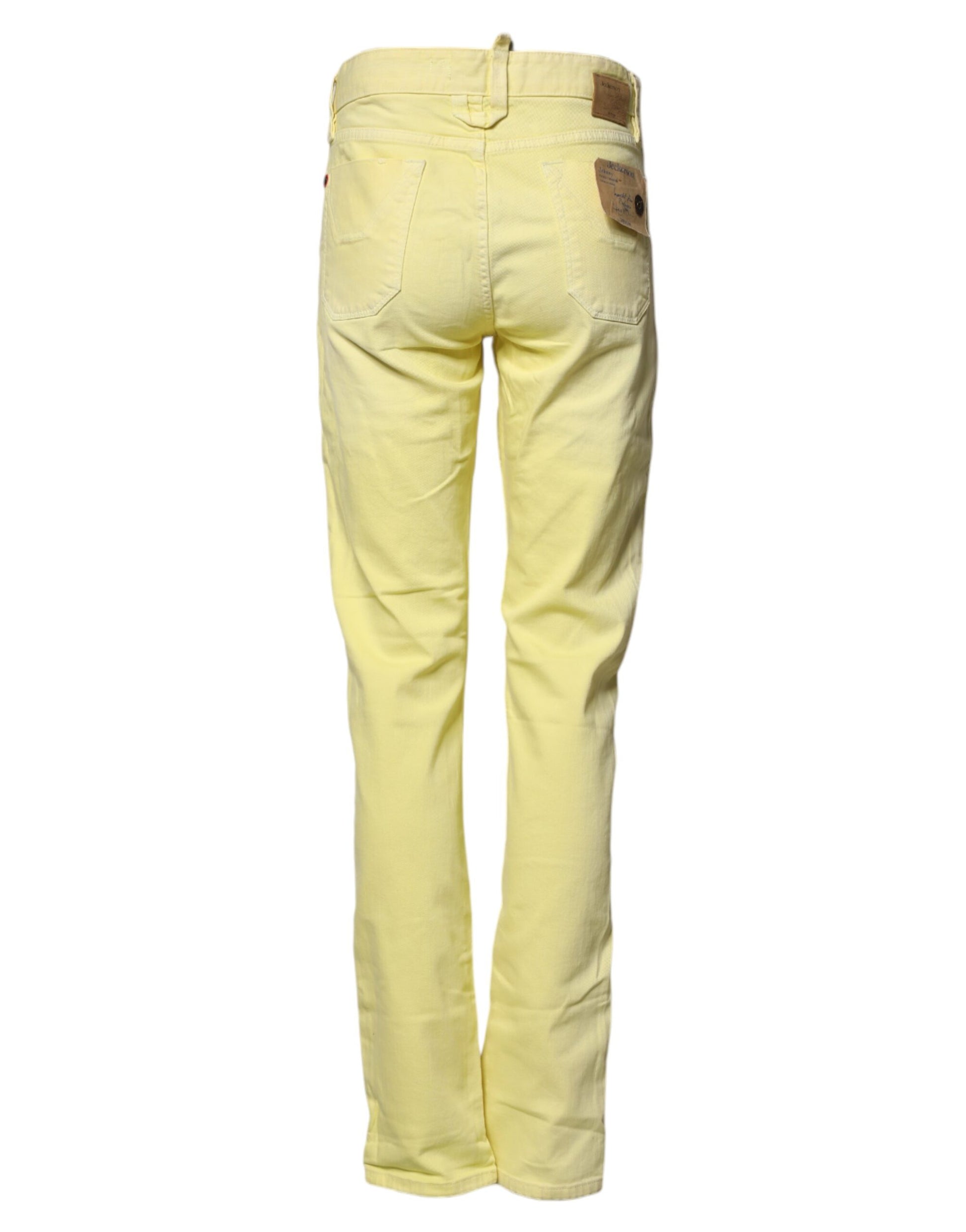 Yellow Mid Waist Straight Fit Men Denim Trouser Jeans