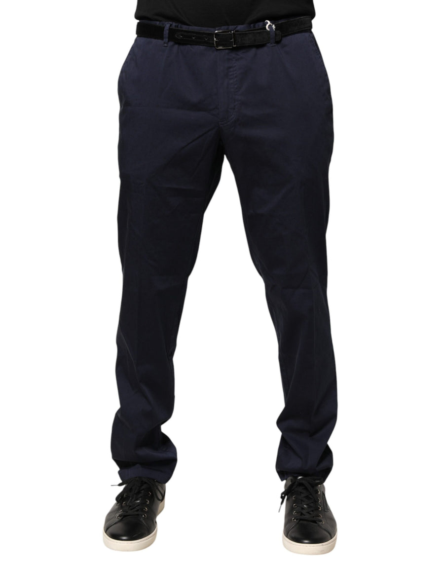Navy Blue Skinny Chino Mid Waist Men Pants