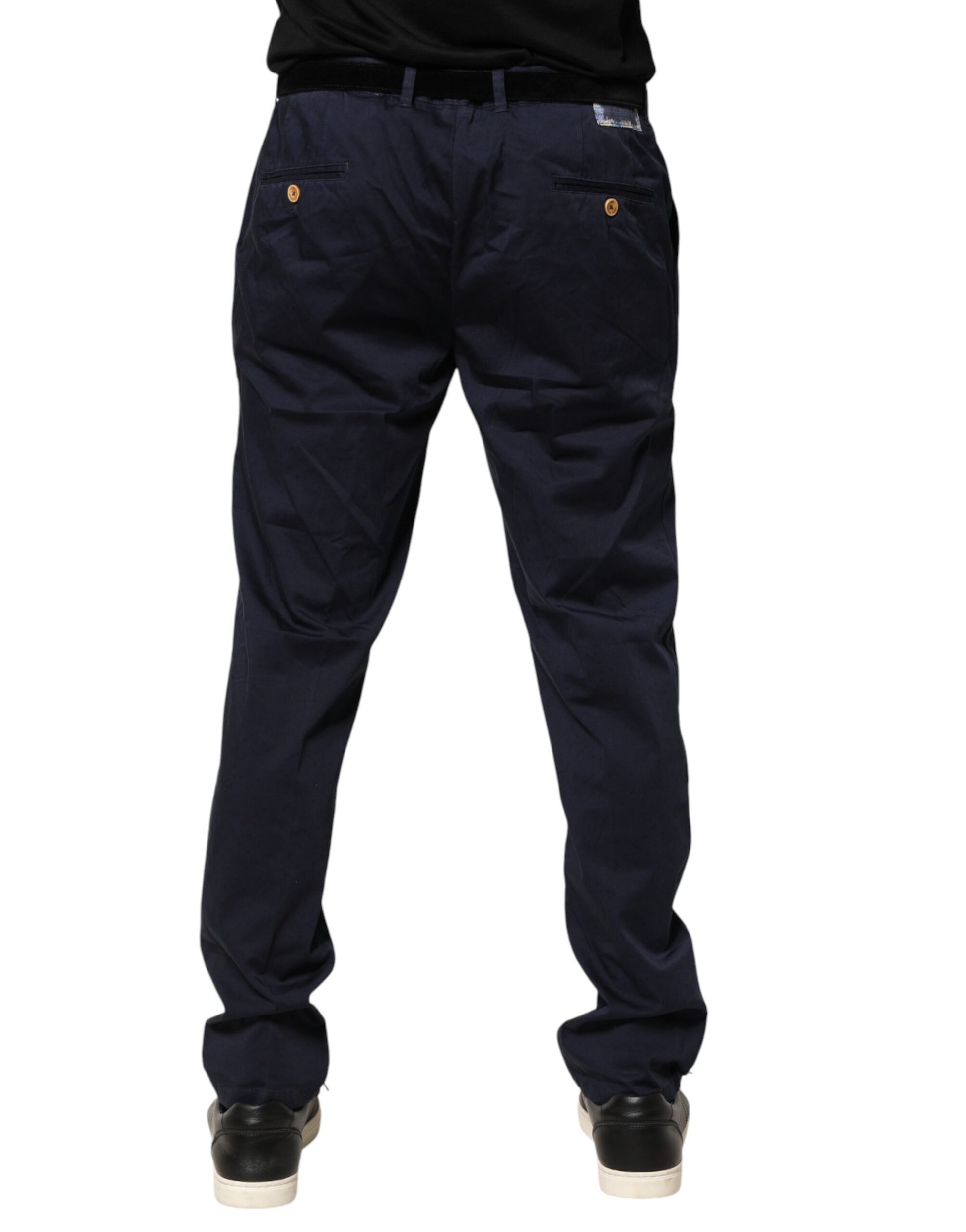 Navy Blue Skinny Chino Mid Waist Men Pants