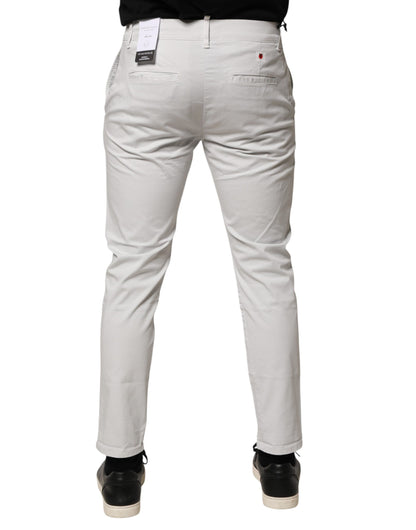 White Cotton Mid Waist Skinny Men Denim Jeans
