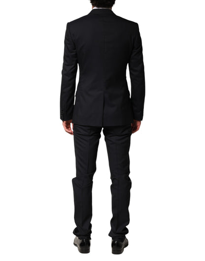 Black Wool Single Breasted 3 Piece Men Suit