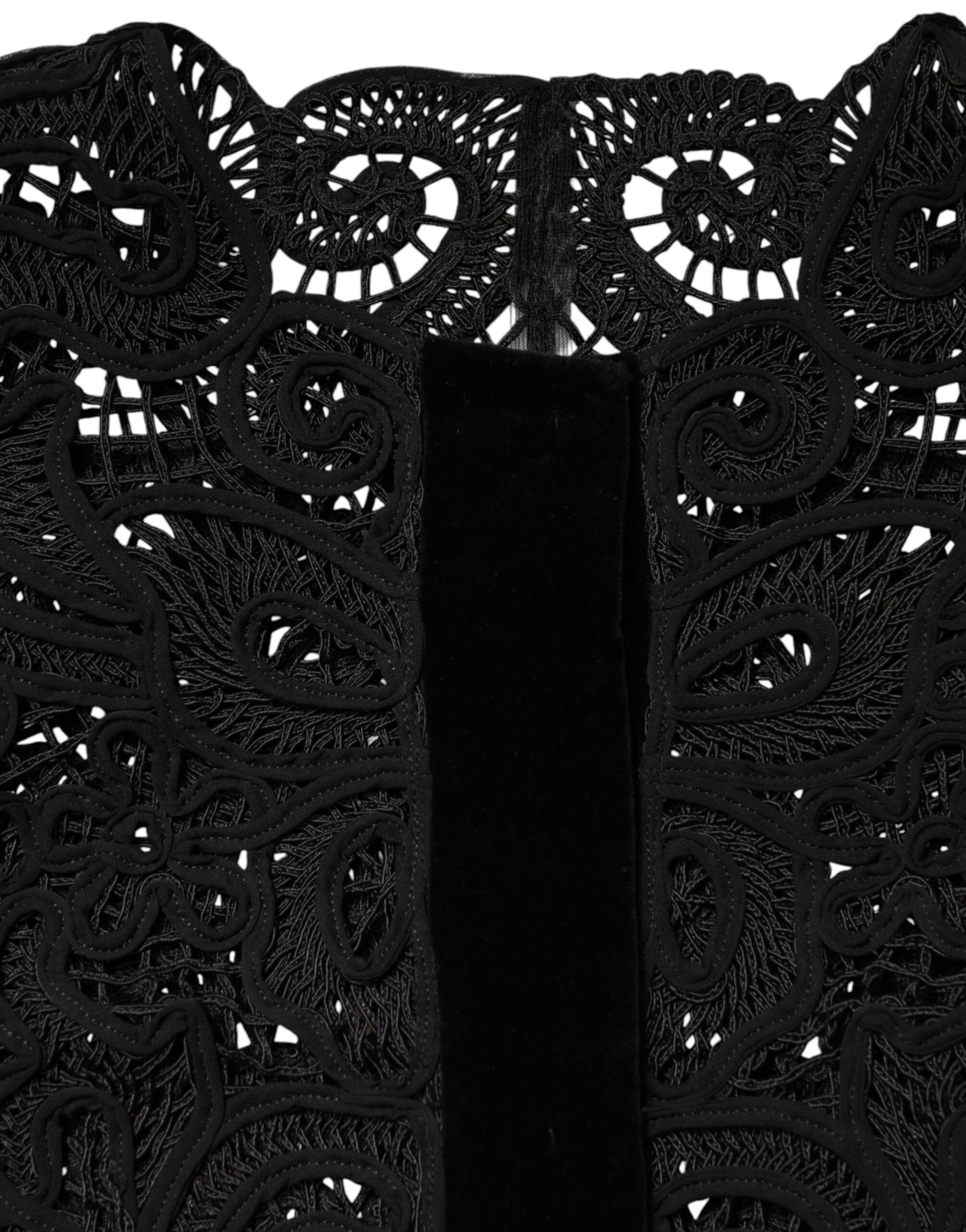 Black Floral Lace Cropped Coat  Jacket