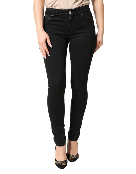 Black Cotton Stretch Skinny Denim Jeans