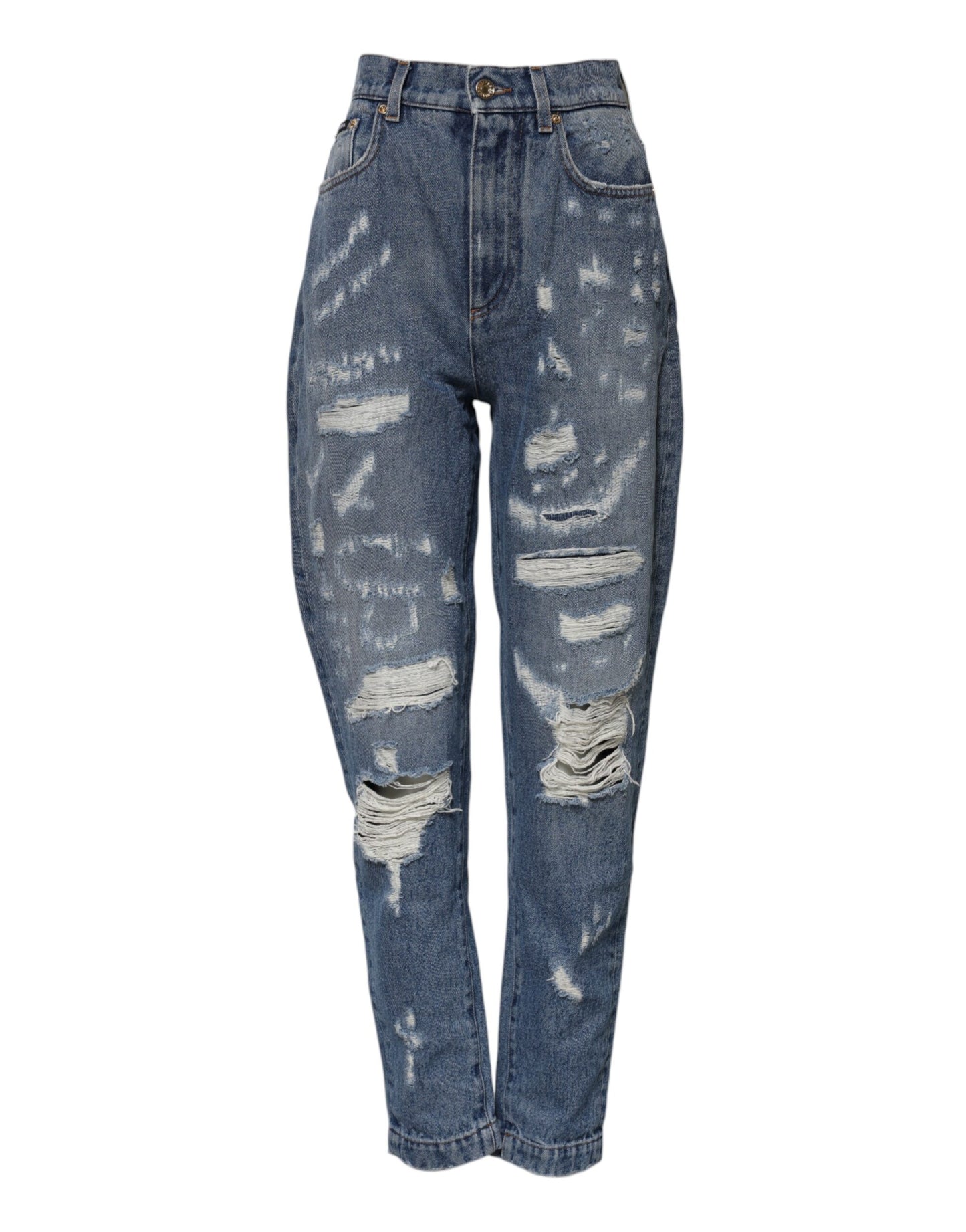 Blue Distressed Cotton AMBER Denim Jeans