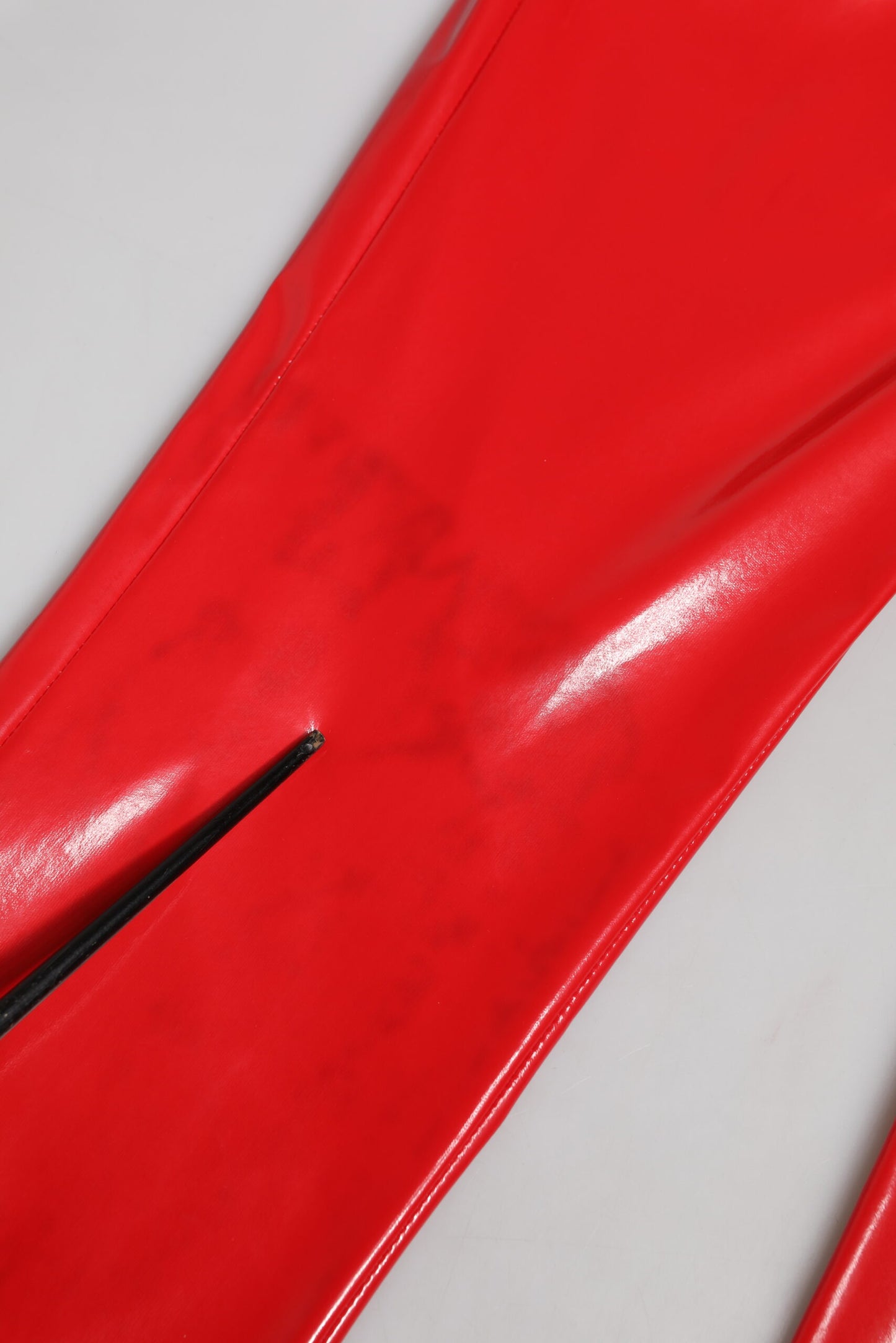 Shiny Red High Waist Skinny Trouser Pants