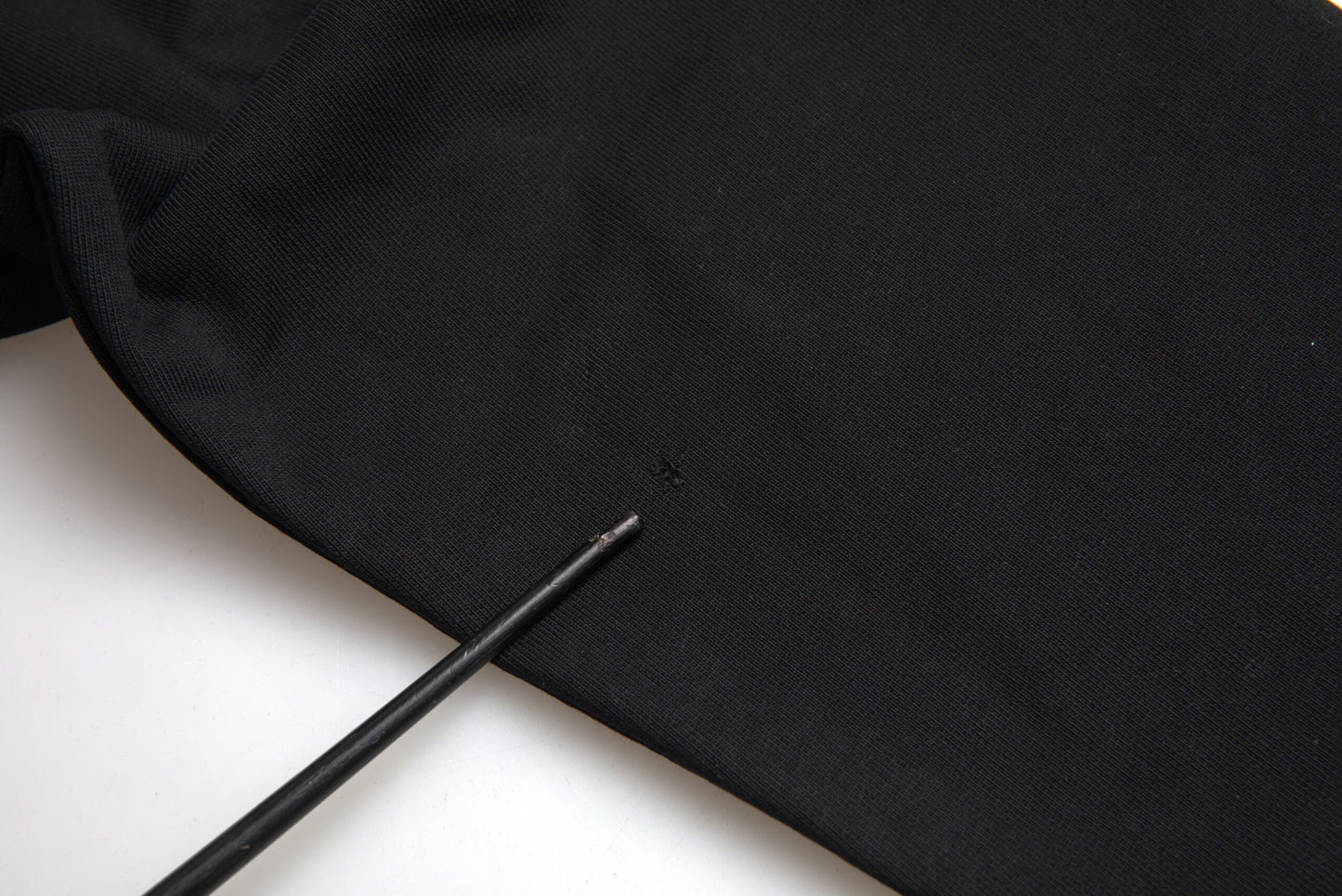 Black Cotton Logo Hooded Pullover Sweatshirt Sweater