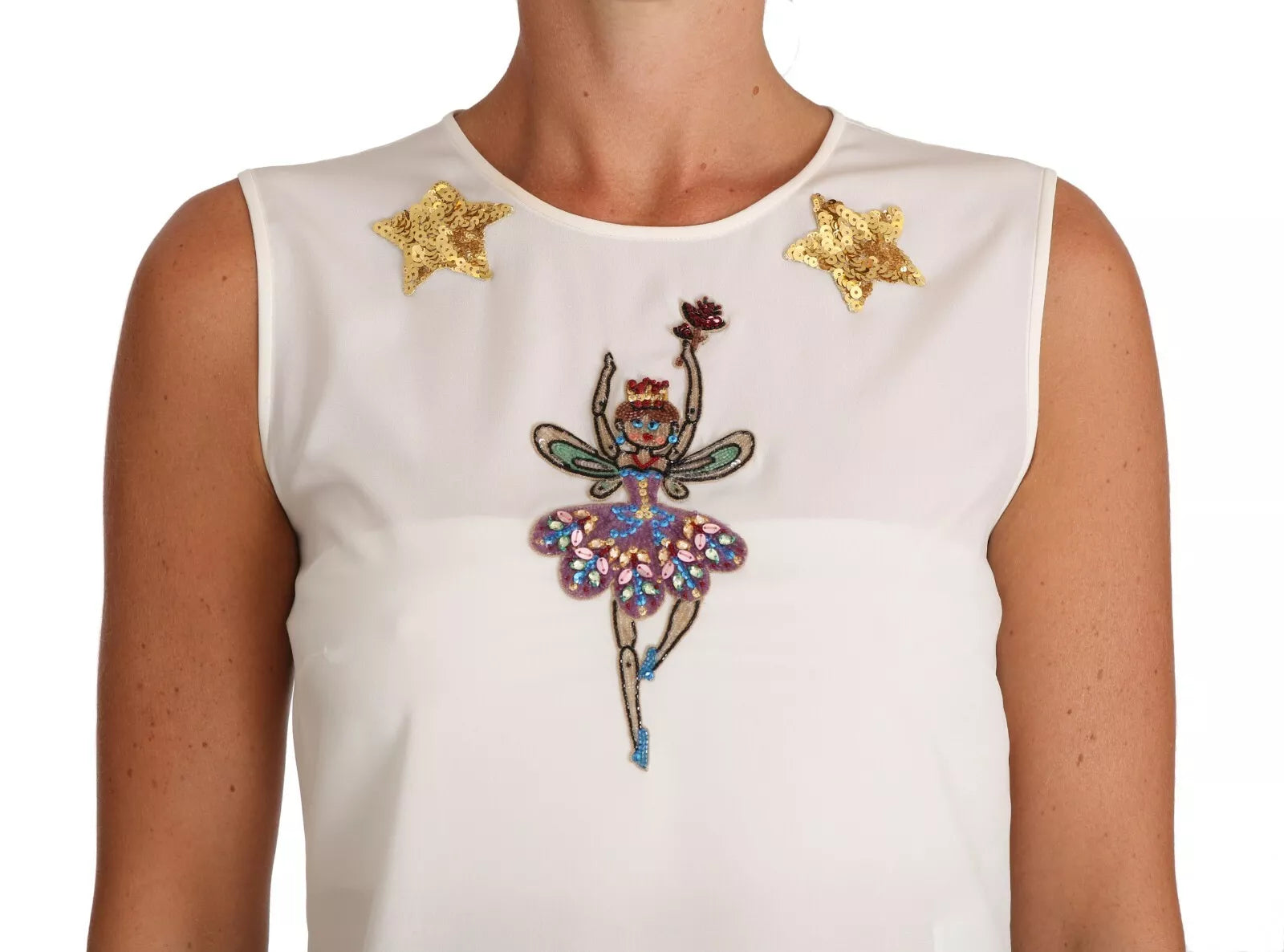White Embellished Crystal Sequin Fairy  Top