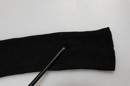 Black Viscose Turtle Neck Pullover Top