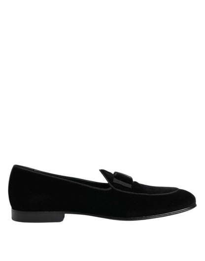 Black Velvet Slip On Loafers Formal Men Shoes