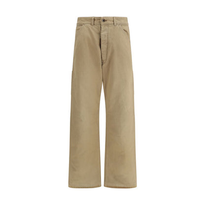 Beige Cotton Cargo Pants