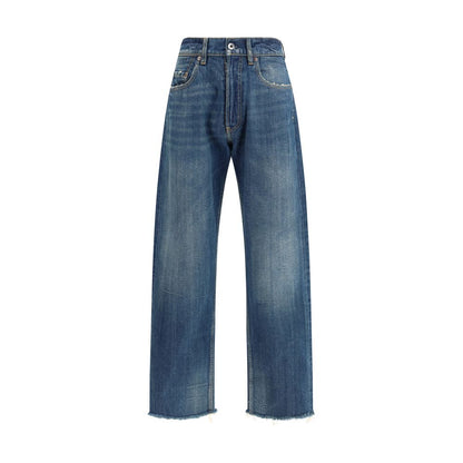 Blue Cotton Straight-Leg Jeans