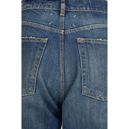 Blue Cotton Straight-Leg Jeans