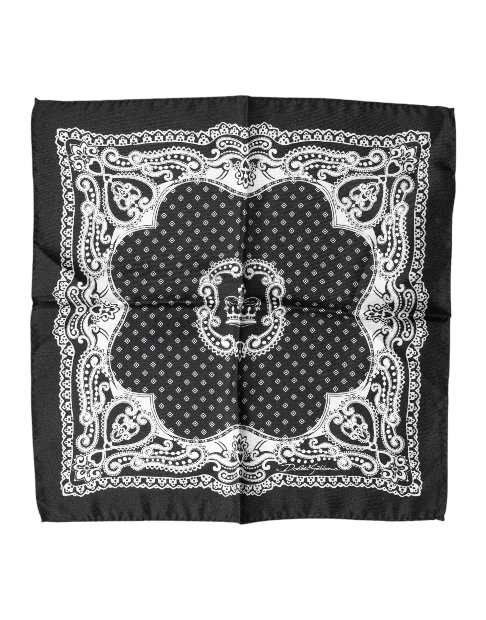 Black Bandana Print Square Handkerchief Scarf