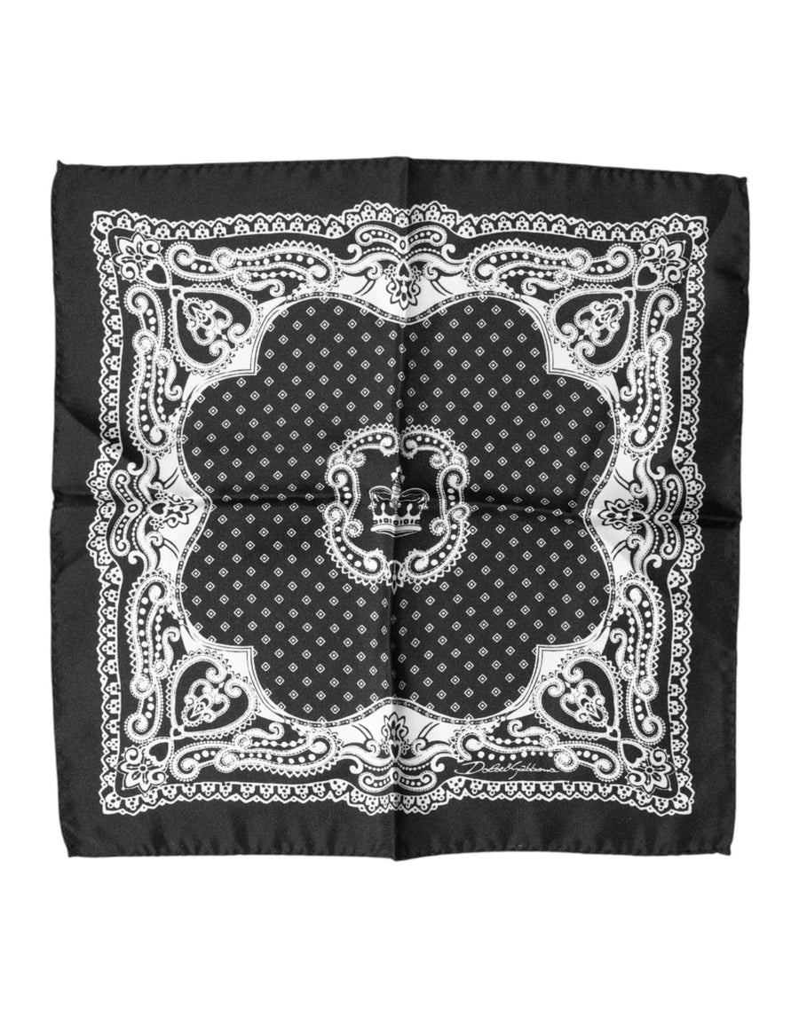Black Bandana Print Square Handkerchief Scarf