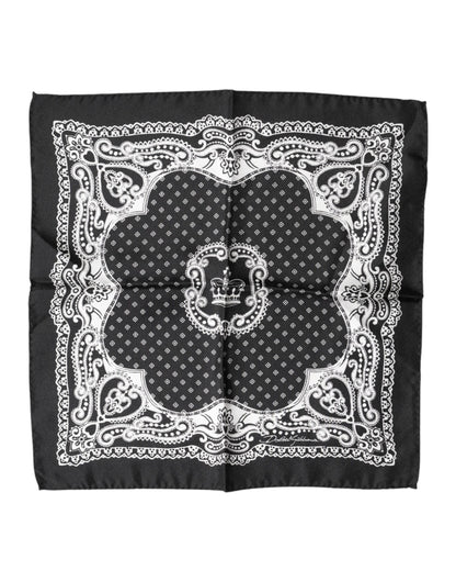 Black Bandana Print Square Handkerchief Scarf