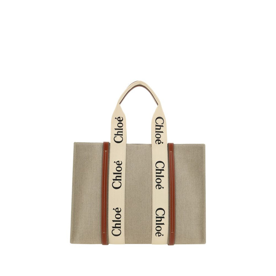 Beige Linen Shoulder Bag