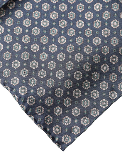 Blue Patterned Silk Square Handkerchief Scarf