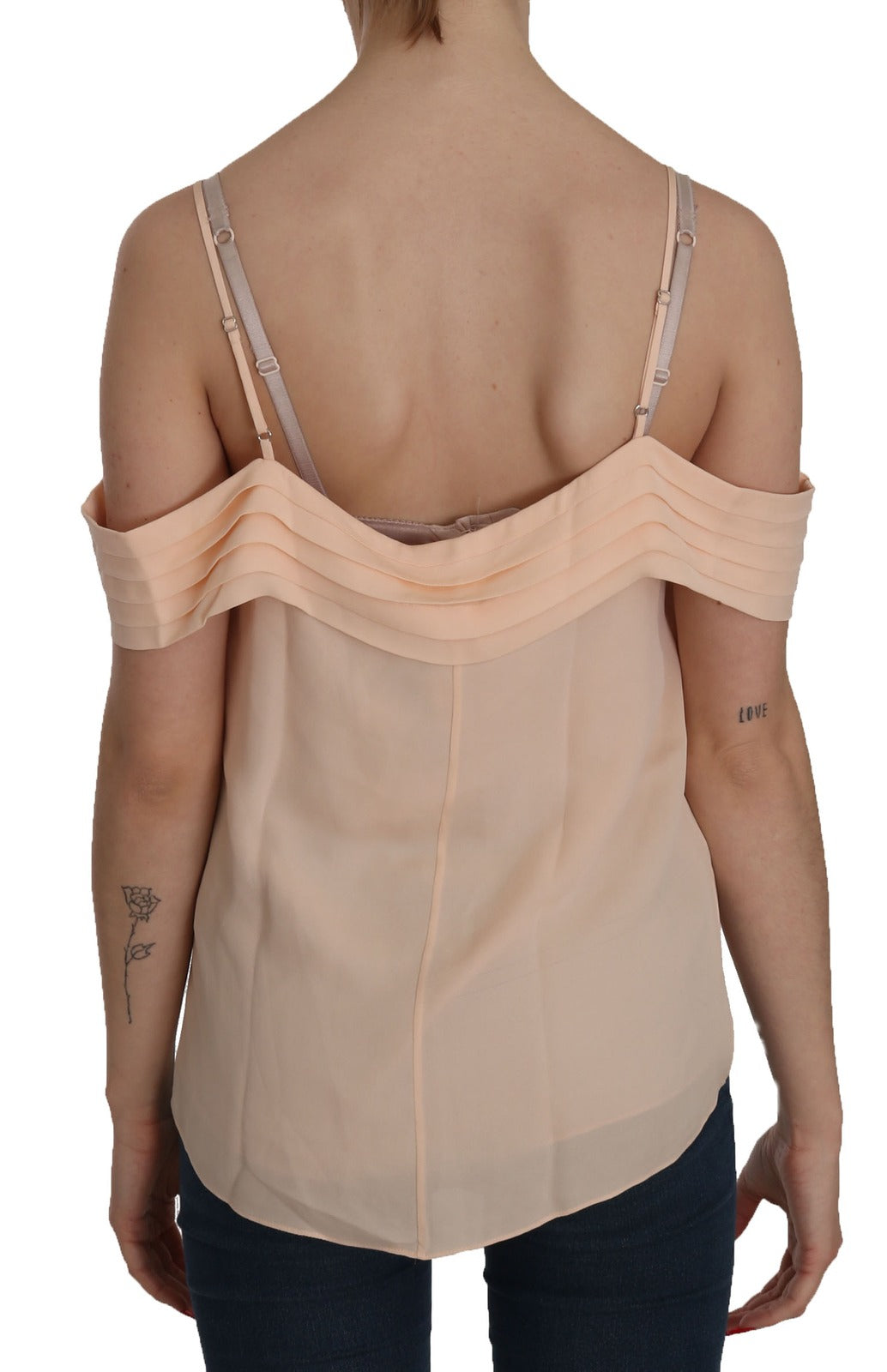 Orange Off Shoulder Strap Square Neck Top Blouse