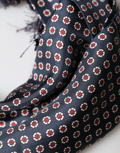 Black Patterned Fringes Neck Foulard Scarf