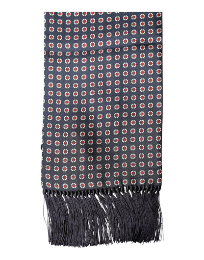 Black Patterned Fringes Neck Foulard Scarf