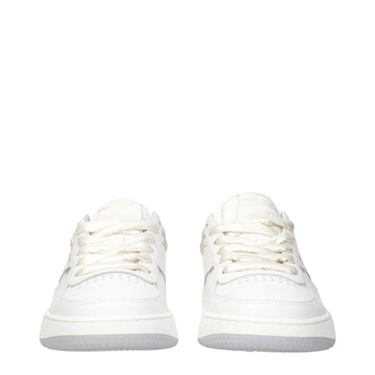 White Leather Low Top Sneakers