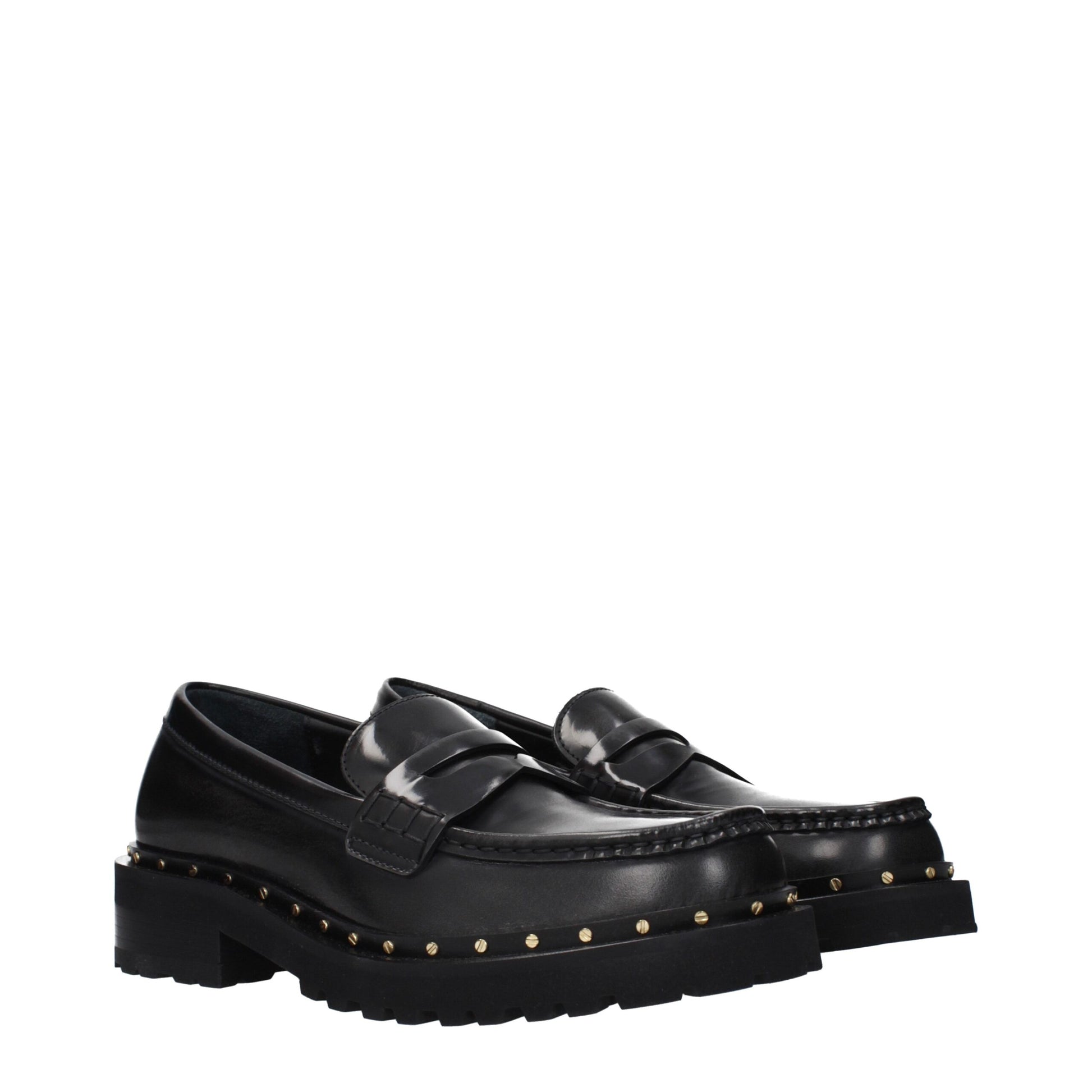 Black Leather Slip-On Loafers