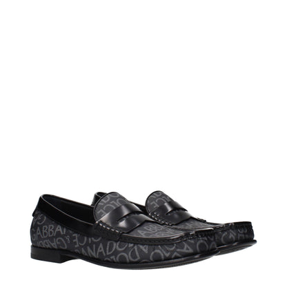 Black Fabric Slip-On Loafers
