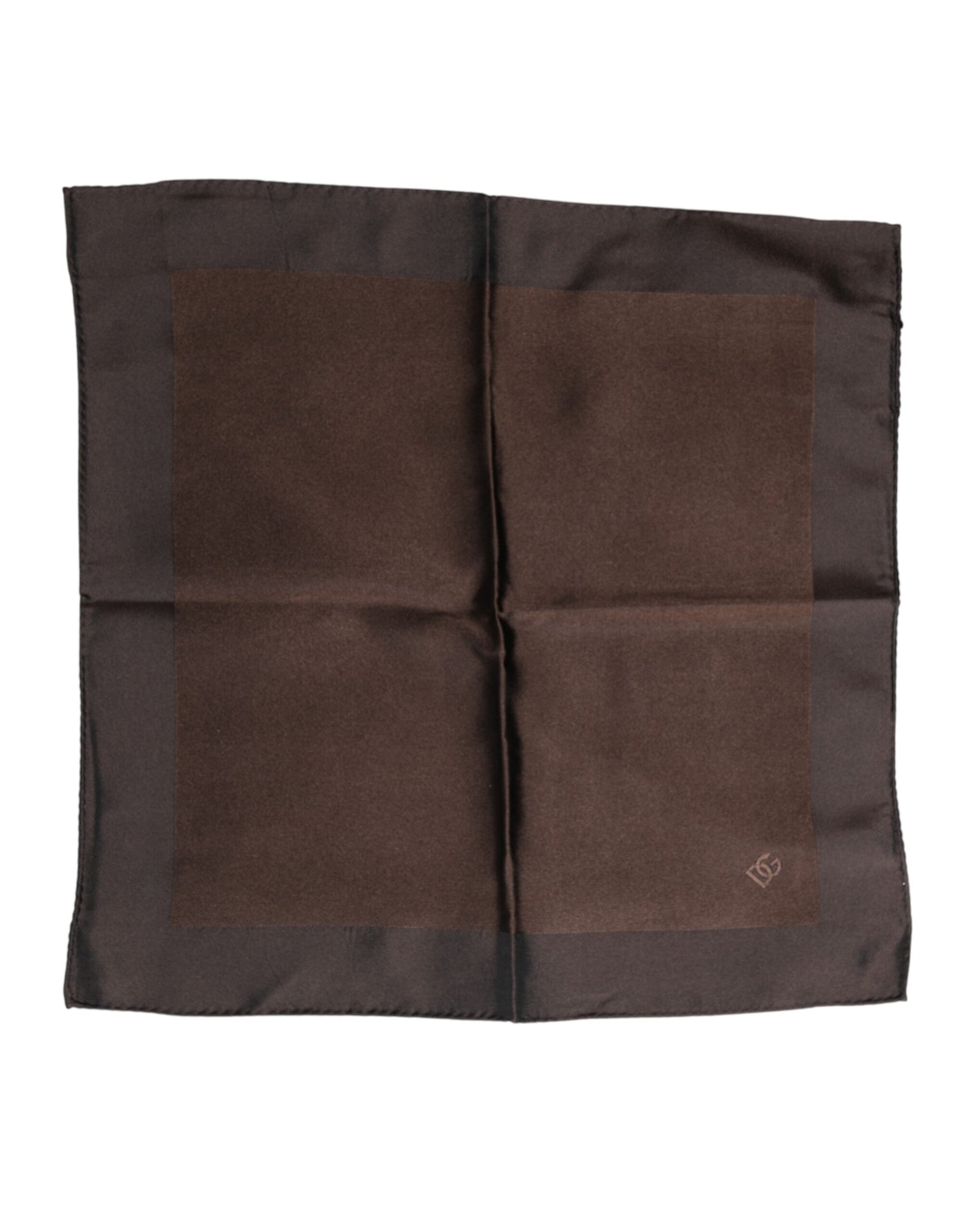 Brown Logo Silk Square Handkerchief Scarf