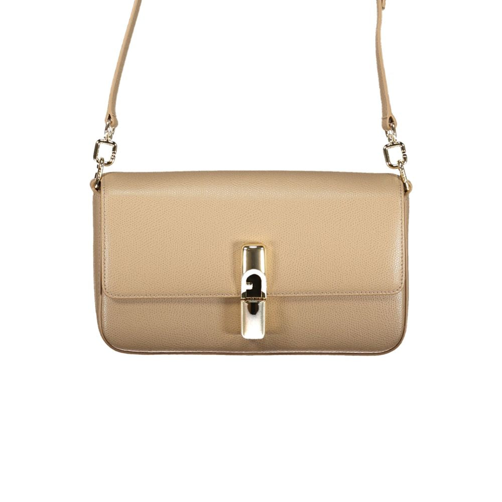 Beige Leather Women's Shoulder Bag