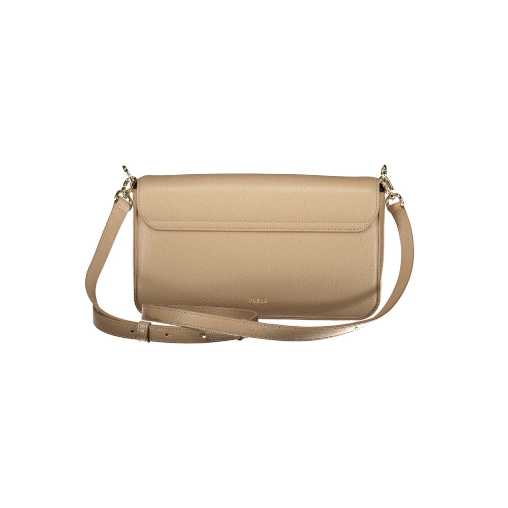 Beige Leather Women's Shoulder Bag