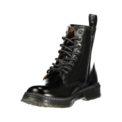 Black Polyurethane Men Ankle Boot