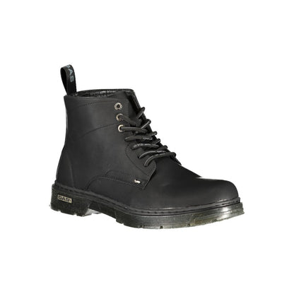 Black Polyurethane Men Ankle Boot