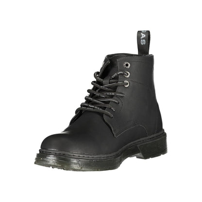 Black Polyurethane Men Ankle Boot