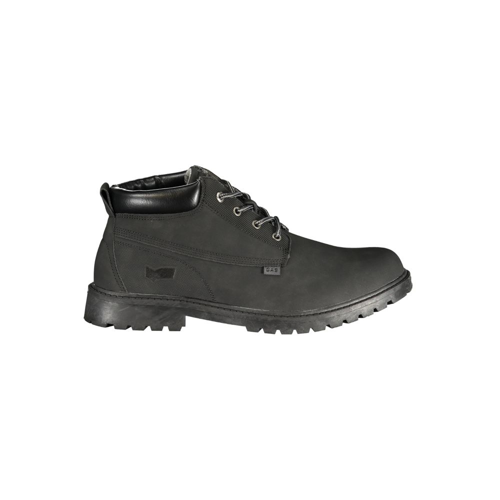 Black Polyurethane Men Ankle Boot