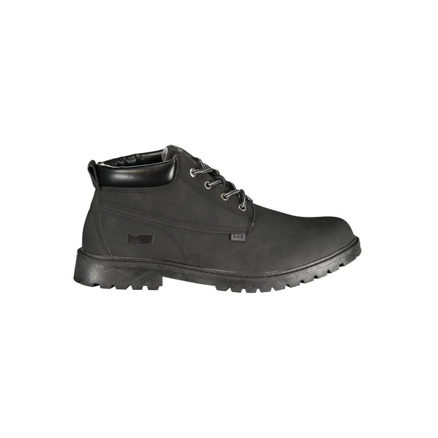 Black Polyurethane Men Ankle Boot