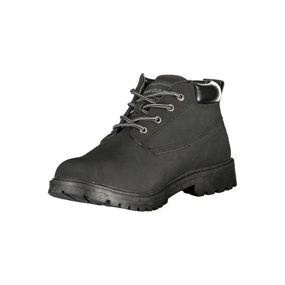 Black Polyurethane Men Ankle Boot