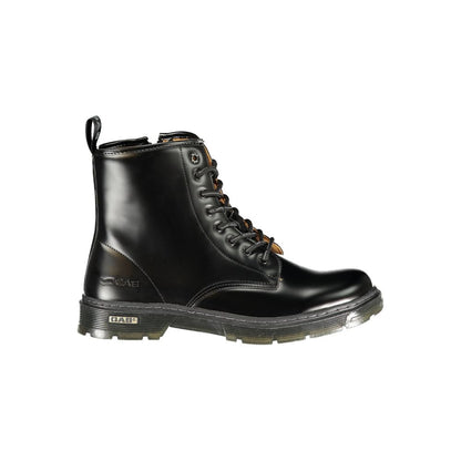 Black Polyurethane Men Ankle Boot