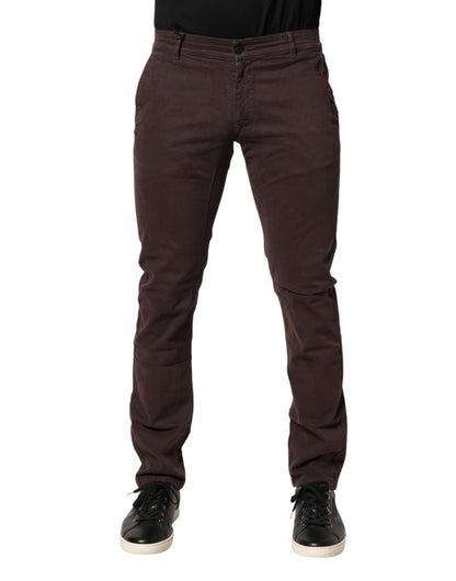 Brown Cotton Mid Waist Skinny Men Denim  Jeans