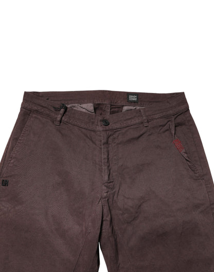 Brown Cotton Mid Waist Skinny Men Denim  Jeans