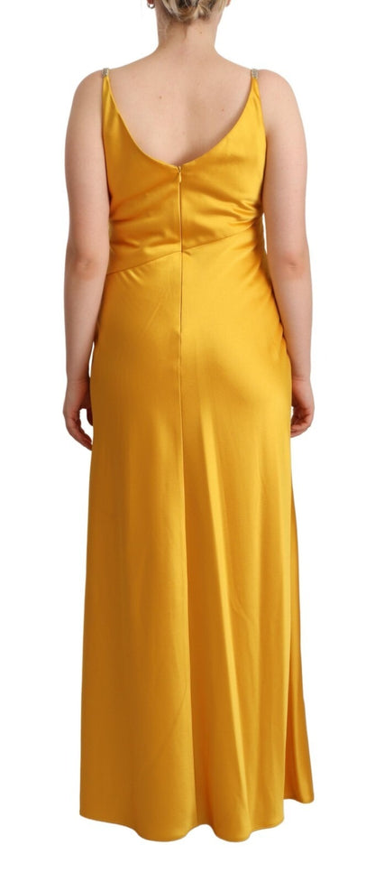 Yellow Sheath Sleeveless Long Gown Women Dress