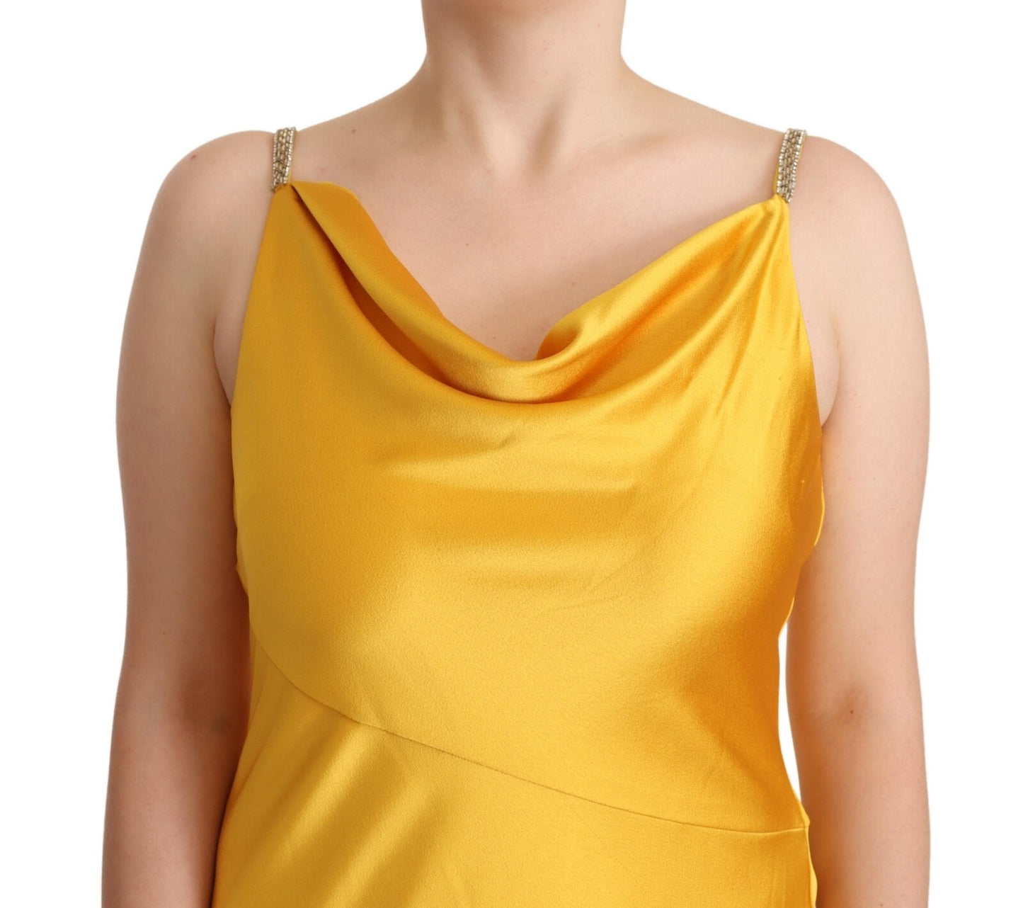 Yellow Sheath Sleeveless Long Gown Women Dress