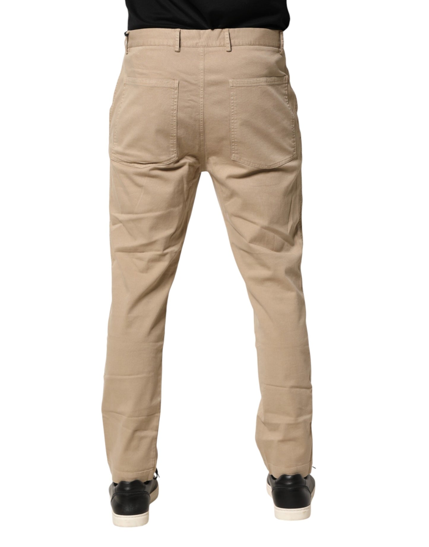 Beige Cotton Skinny Chino Trouser Pants