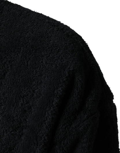 Black Cotton V-Neck Men Sweatshirt Sweater