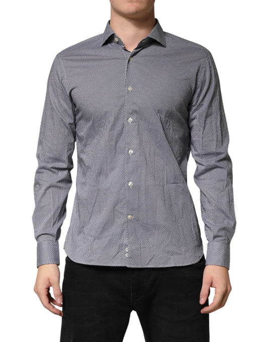 Gray Patterned Long Sleeves Dress Shirt